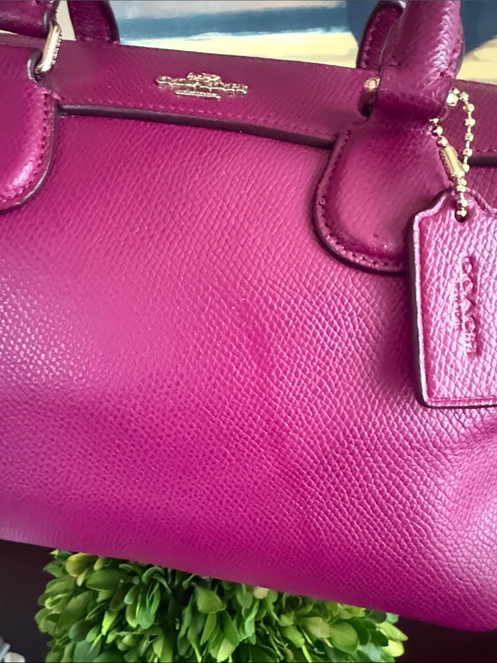 COACH F36624 🩷MAGENTA🩷 CROSSGRAIN LEATHER MINI BENNETT SATCHEL BAG - Picture 9 of 17